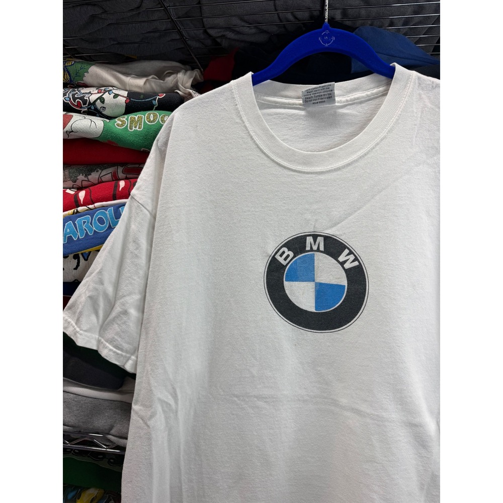 Vintage BMW Lifestyle Logo T-Shirt Mens XL White Made in USA Car Graphic Tee
